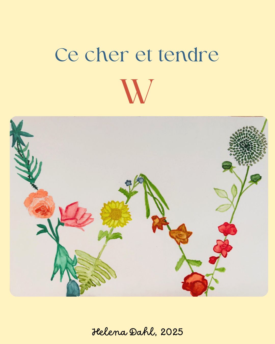 W, une lettre peinte avec des fleurs, pour célébrer la magie de l'enfance